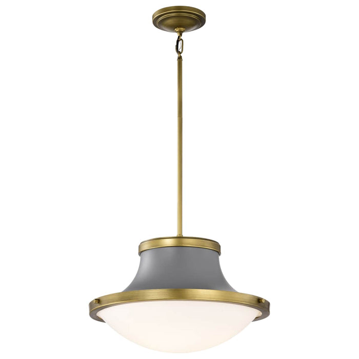 Pendant Nuvo 60-7918 Lafayette 3 Light Pendant - 18 Inches - Gray Finish with Natural Brass Accents and White Opal Glass Nuvo