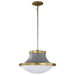 Pendant Nuvo 60-7918 Lafayette 3 Light Pendant - 18 Inches - Gray Finish with Natural Brass Accents and White Opal Glass Nuvo