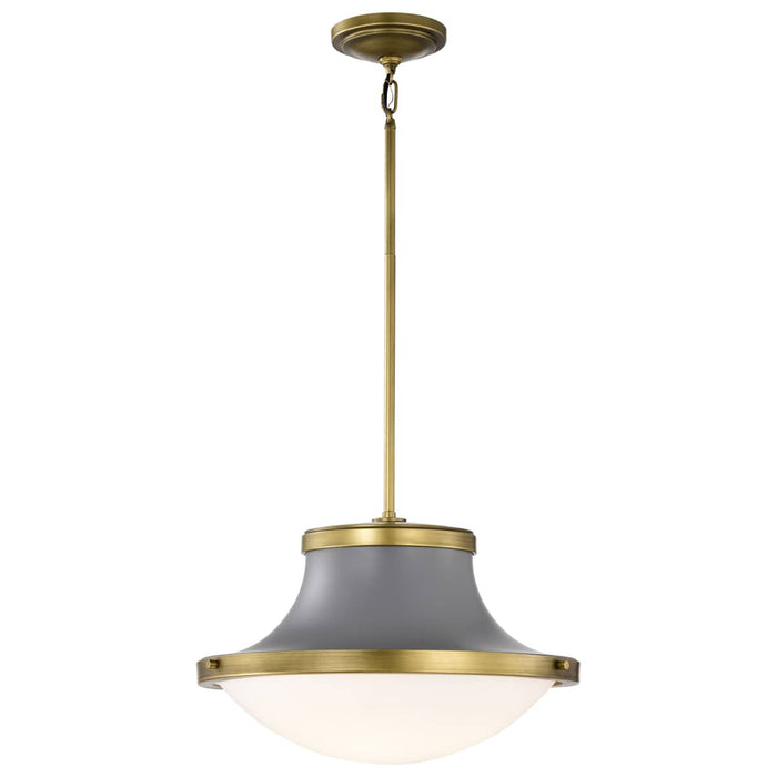 Pendant Nuvo 60-7918 Lafayette 3 Light Pendant - 18 Inches - Gray Finish with Natural Brass Accents and White Opal Glass Nuvo