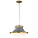 Pendant Nuvo 60-7918 Lafayette 3 Light Pendant - 18 Inches - Gray Finish with Natural Brass Accents and White Opal Glass Nuvo