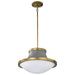 Pendant Nuvo 60-7918 Lafayette 3 Light Pendant - 18 Inches - Gray Finish with Natural Brass Accents and White Opal Glass Nuvo