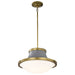 Pendant Nuvo 60-7918 Lafayette 3 Light Pendant - 18 Inches - Gray Finish with Natural Brass Accents and White Opal Glass Nuvo