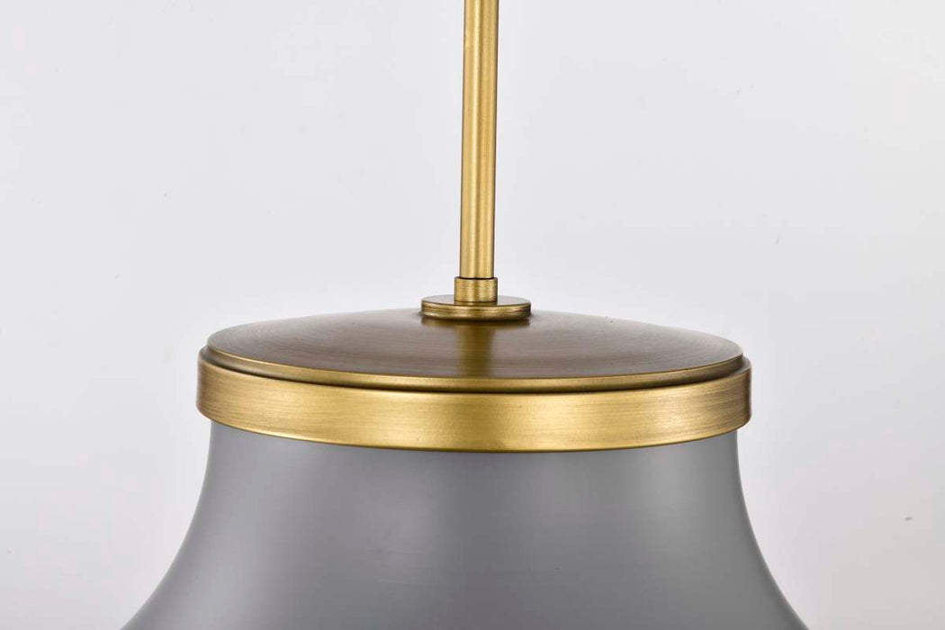 Pendant Nuvo 60-7918 Lafayette 3 Light Pendant - 18 Inches - Gray Finish with Natural Brass Accents and White Opal Glass Nuvo
