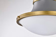 Pendant Nuvo 60-7918 Lafayette 3 Light Pendant - 18 Inches - Gray Finish with Natural Brass Accents and White Opal Glass Nuvo