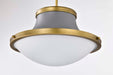 Pendant Nuvo 60-7918 Lafayette 3 Light Pendant - 18 Inches - Gray Finish with Natural Brass Accents and White Opal Glass Nuvo