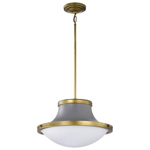Pendant Nuvo 60-7918 Lafayette 3 Light Pendant - 18 Inches - Gray Finish with Natural Brass Accents and White Opal Glass Nuvo