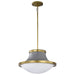 Pendant Nuvo 60-7918 Lafayette 3 Light Pendant - 18 Inches - Gray Finish with Natural Brass Accents and White Opal Glass Nuvo