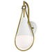 Wall Sconce Nuvo 60-7921 Admiral 1 Light Wall Sconce - Matte White and Natural Brass Finish - White Opal Glass Nuvo