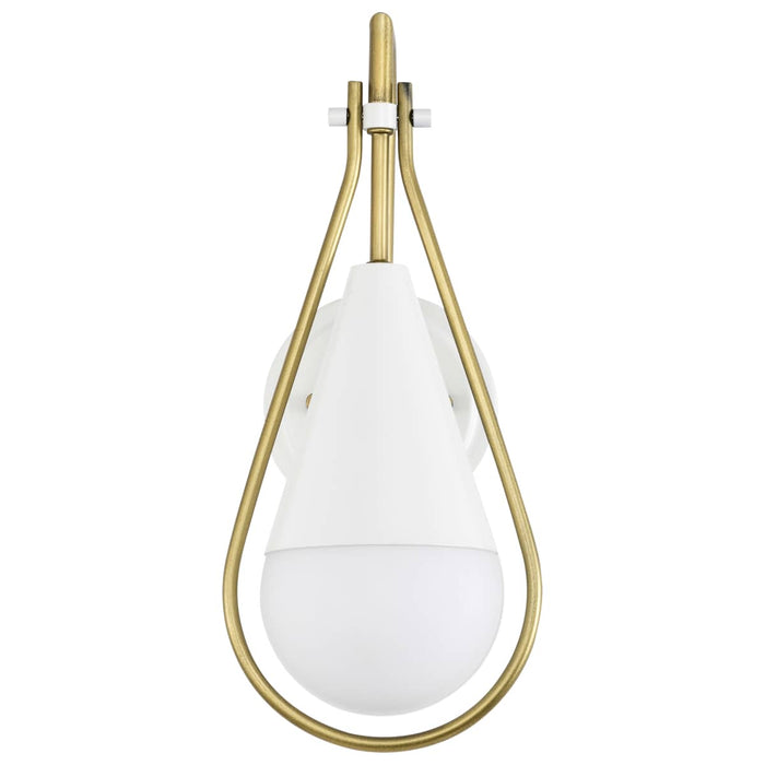 Wall Sconce Nuvo 60-7921 Admiral 1 Light Wall Sconce - Matte White and Natural Brass Finish - White Opal Glass Nuvo