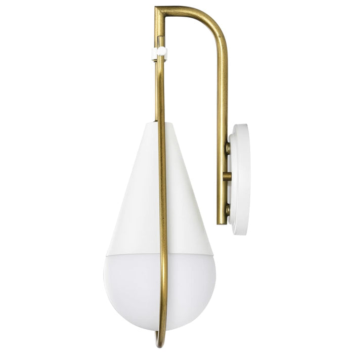 Wall Sconce Nuvo 60-7921 Admiral 1 Light Wall Sconce - Matte White and Natural Brass Finish - White Opal Glass Nuvo