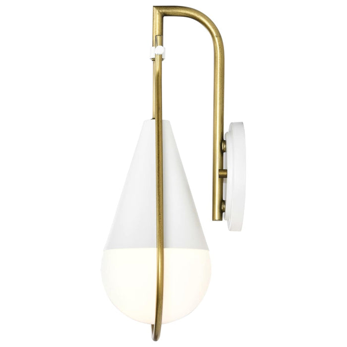 Wall Sconce Nuvo 60-7921 Admiral 1 Light Wall Sconce - Matte White and Natural Brass Finish - White Opal Glass Nuvo