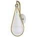 Wall Sconce Nuvo 60-7921 Admiral 1 Light Wall Sconce - Matte White and Natural Brass Finish - White Opal Glass Nuvo