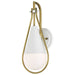 Wall Sconce Nuvo 60-7921 Admiral 1 Light Wall Sconce - Matte White and Natural Brass Finish - White Opal Glass Nuvo