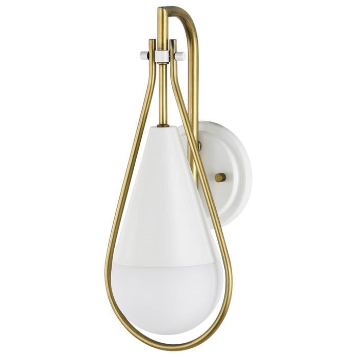 Wall Sconce Nuvo 60-7921 Admiral 1 Light Wall Sconce - Matte White and Natural Brass Finish - White Opal Glass Nuvo