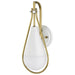 Wall Sconce Nuvo 60-7921 Admiral 1 Light Wall Sconce - Matte White and Natural Brass Finish - White Opal Glass Nuvo