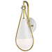 Wall Sconce Nuvo 60-7921 Admiral 1 Light Wall Sconce - Matte White and Natural Brass Finish - White Opal Glass Nuvo