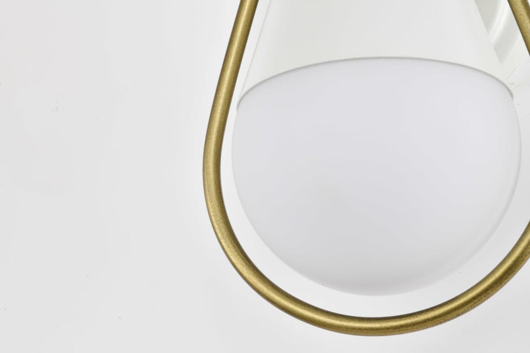 Wall Sconce Nuvo 60-7921 Admiral 1 Light Wall Sconce - Matte White and Natural Brass Finish - White Opal Glass Nuvo