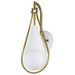 Wall Sconce Nuvo 60-7921 Admiral 1 Light Wall Sconce - Matte White and Natural Brass Finish - White Opal Glass Nuvo