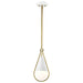 Pendant Nuvo 60-7922 Admiral 1 Light Pendant - 6 Inches - Matte White and Natural Brass Finish - White Opal Glass Nuvo