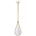Pendant Nuvo 60-7922 Admiral 1 Light Pendant - 6 Inches - Matte White and Natural Brass Finish - White Opal Glass Nuvo
