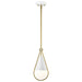 Pendant Nuvo 60-7922 Admiral 1 Light Pendant - 6 Inches - Matte White and Natural Brass Finish - White Opal Glass Nuvo