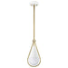 Pendant Nuvo 60-7922 Admiral 1 Light Pendant - 6 Inches - Matte White and Natural Brass Finish - White Opal Glass Nuvo