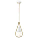 Pendant Nuvo 60-7922 Admiral 1 Light Pendant - 6 Inches - Matte White and Natural Brass Finish - White Opal Glass Nuvo