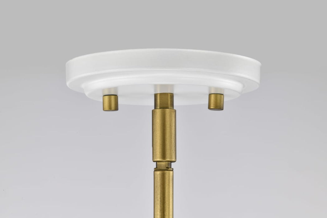 Pendant Nuvo 60-7922 Admiral 1 Light Pendant - 6 Inches - Matte White and Natural Brass Finish - White Opal Glass Nuvo