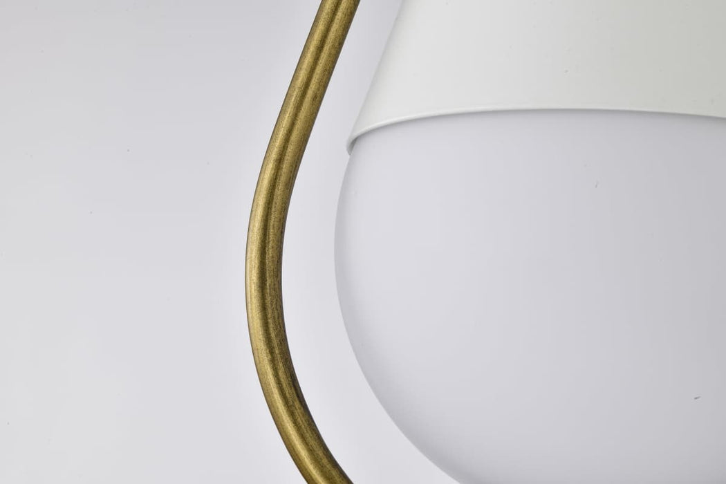 Pendant Nuvo 60-7922 Admiral 1 Light Pendant - 6 Inches - Matte White and Natural Brass Finish - White Opal Glass Nuvo