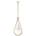 Pendant Nuvo 60-7923 Admiral 1 Light Pendant - 10 Inches - Matte White and Natural Brass Finish - White Opal Glass Nuvo