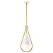 Pendant Nuvo 60-7923 Admiral 1 Light Pendant - 10 Inches - Matte White and Natural Brass Finish - White Opal Glass Nuvo