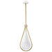 Pendant Nuvo 60-7923 Admiral 1 Light Pendant - 10 Inches - Matte White and Natural Brass Finish - White Opal Glass Nuvo