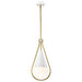 Pendant Nuvo 60-7923 Admiral 1 Light Pendant - 10 Inches - Matte White and Natural Brass Finish - White Opal Glass Nuvo