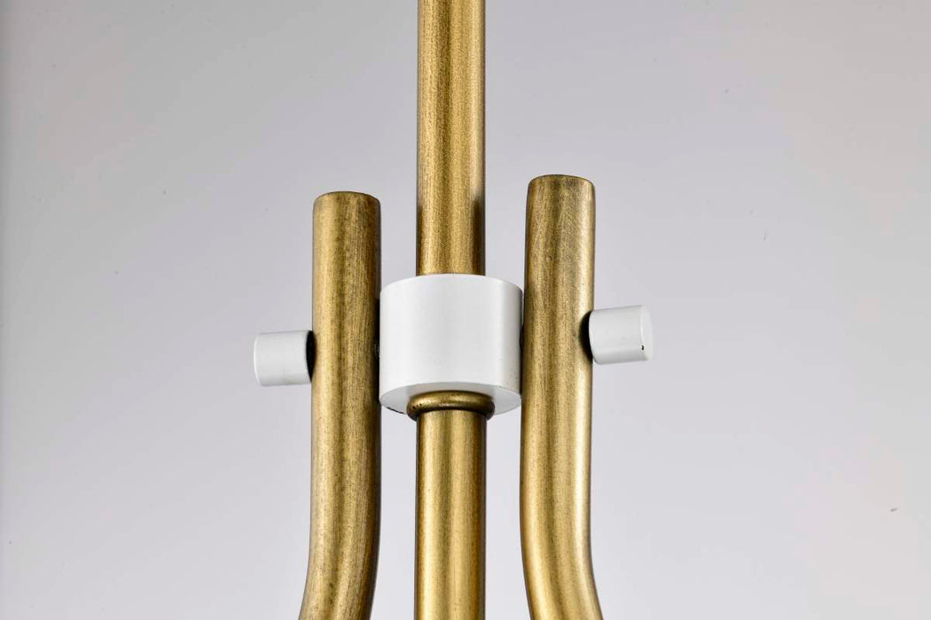 Pendant Nuvo 60-7923 Admiral 1 Light Pendant - 10 Inches - Matte White and Natural Brass Finish - White Opal Glass Nuvo