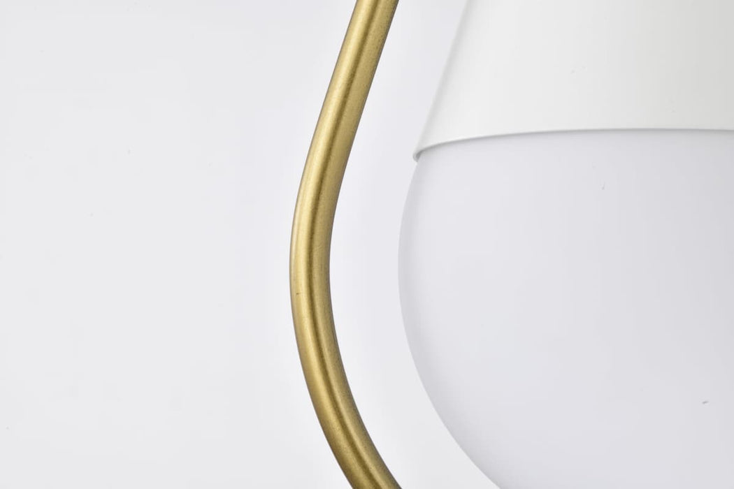 Pendant Nuvo 60-7923 Admiral 1 Light Pendant - 10 Inches - Matte White and Natural Brass Finish - White Opal Glass Nuvo