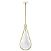 Pendant Nuvo 60-7923 Admiral 1 Light Pendant - 10 Inches - Matte White and Natural Brass Finish - White Opal Glass Nuvo