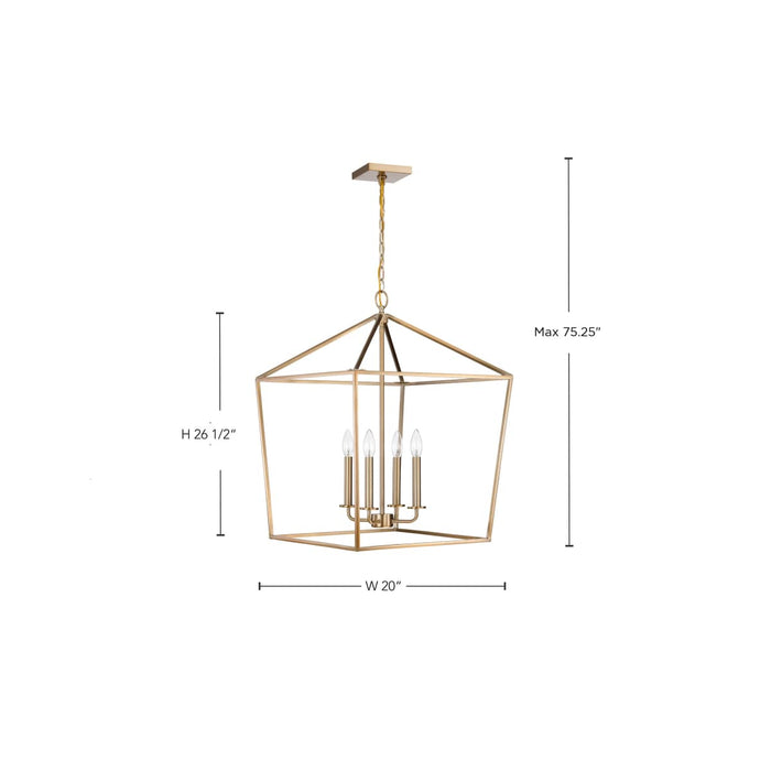 Pendant Nuvo 60-7932 Emma 4 Light Large Pendant - Burnished Brass Finish Nuvo