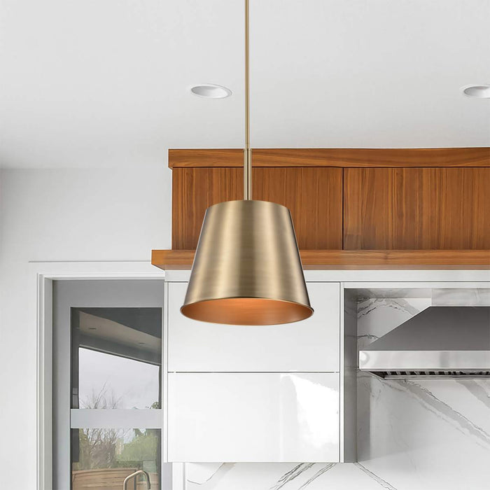 Pendant Nuvo 60-7938 Alexis 1 Light Large Pendant - Burnished Brass and Gold Finish Nuvo