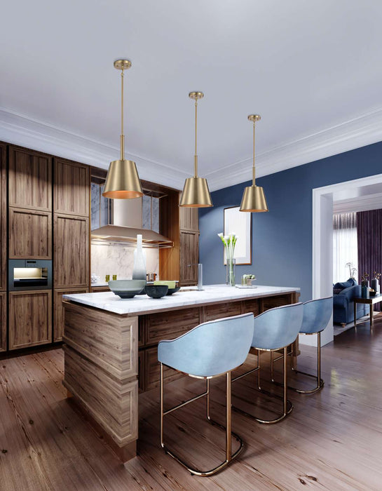 Pendant Nuvo 60-7939 Alexis 1 Light Small Pendant - Burnished Brass and Gold Finish Nuvo