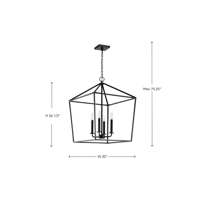 Pendant Nuvo 60-7942 Emma 4 Light Large Pendant - Matte Black Finish Nuvo