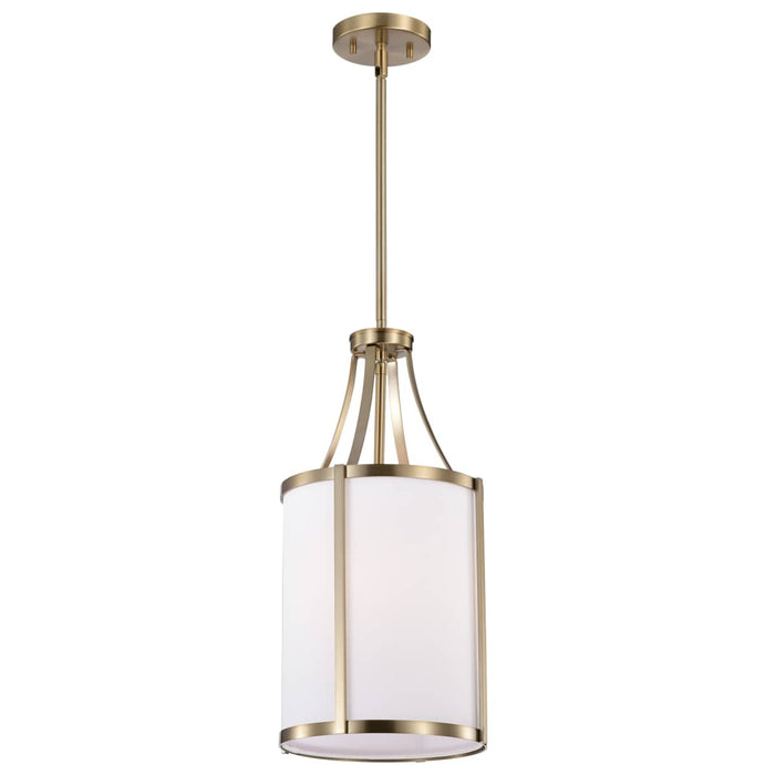 Pendant Nuvo 60-7961 Easton 1 Light Pendant - Burnished Brass Finish - White Linen Shade Nuvo