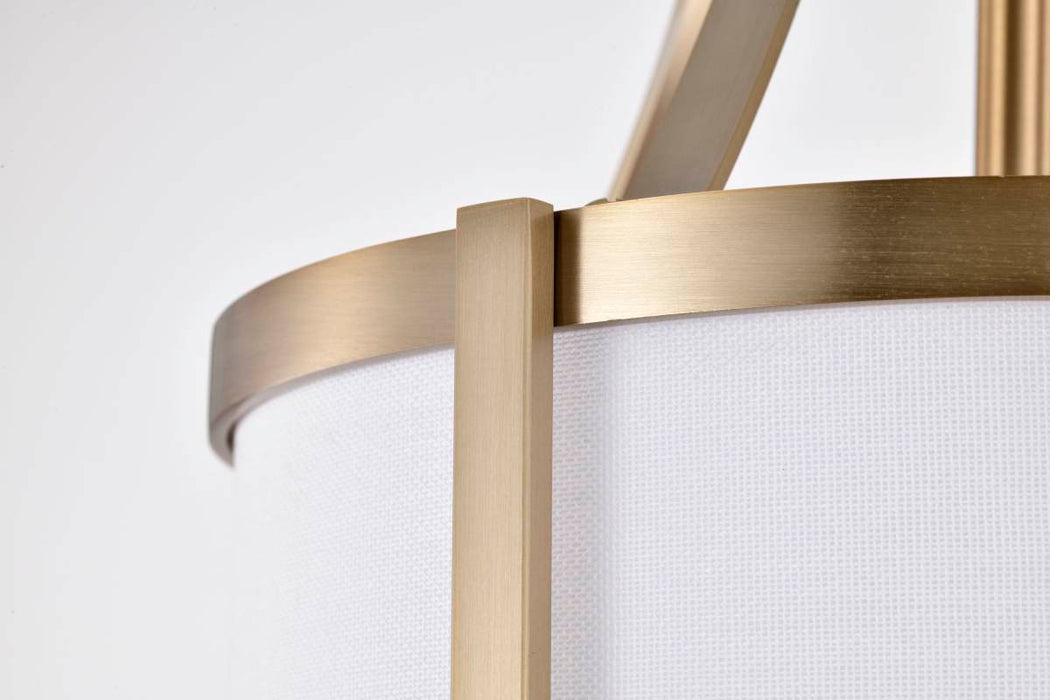 Pendant Nuvo 60-7961 Easton 1 Light Pendant - Burnished Brass Finish - White Linen Shade Nuvo