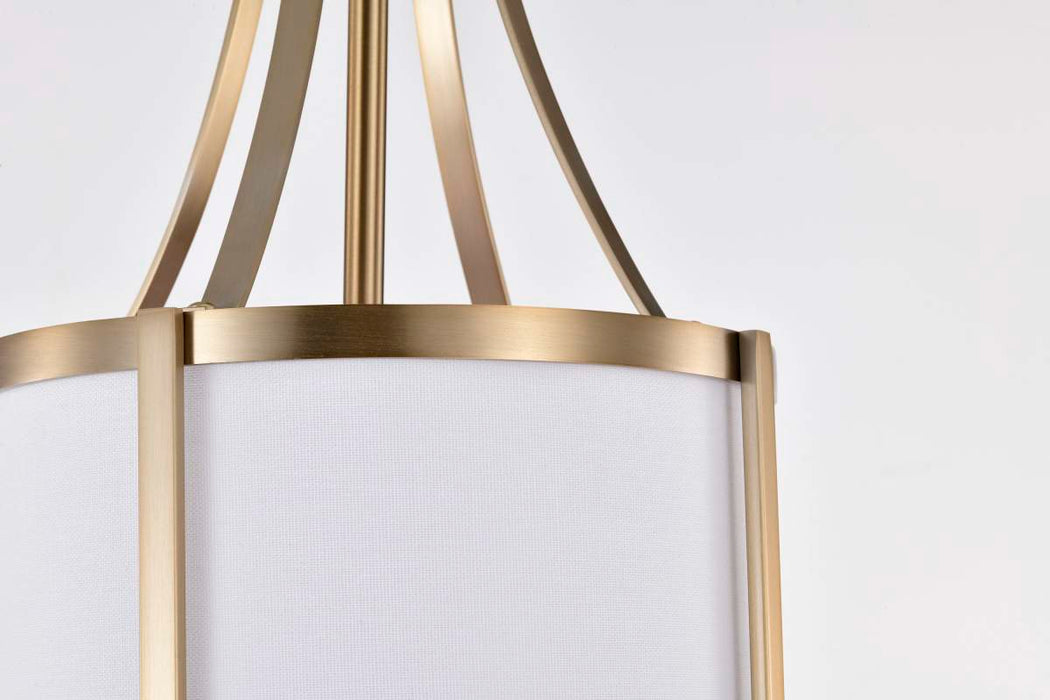 Pendant Nuvo 60-7961 Easton 1 Light Pendant - Burnished Brass Finish - White Linen Shade Nuvo