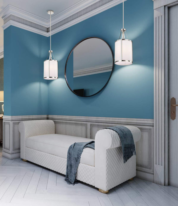 Pendant Nuvo 60-7961 Easton 1 Light Pendant - Burnished Brass Finish - White Linen Shade Nuvo