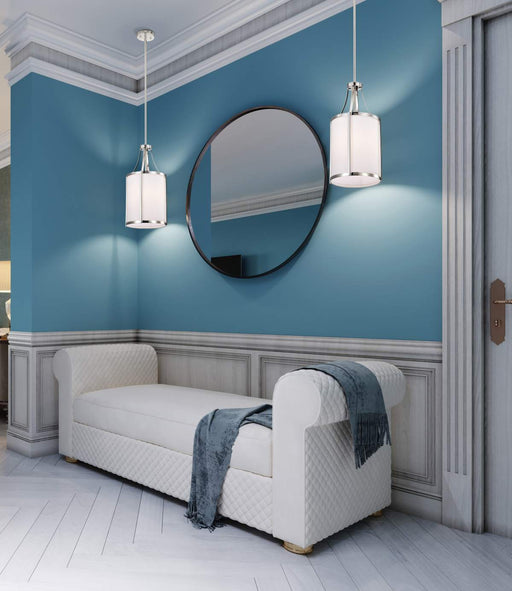 Pendant Nuvo 60-7961 Easton 1 Light Pendant - Burnished Brass Finish - White Linen Shade Nuvo