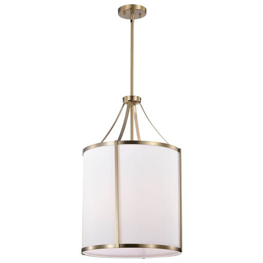 Pendant Nuvo 60-7962 Easton 3 Light Pendant - Burnished Brass Finish - White Linen Shade Nuvo