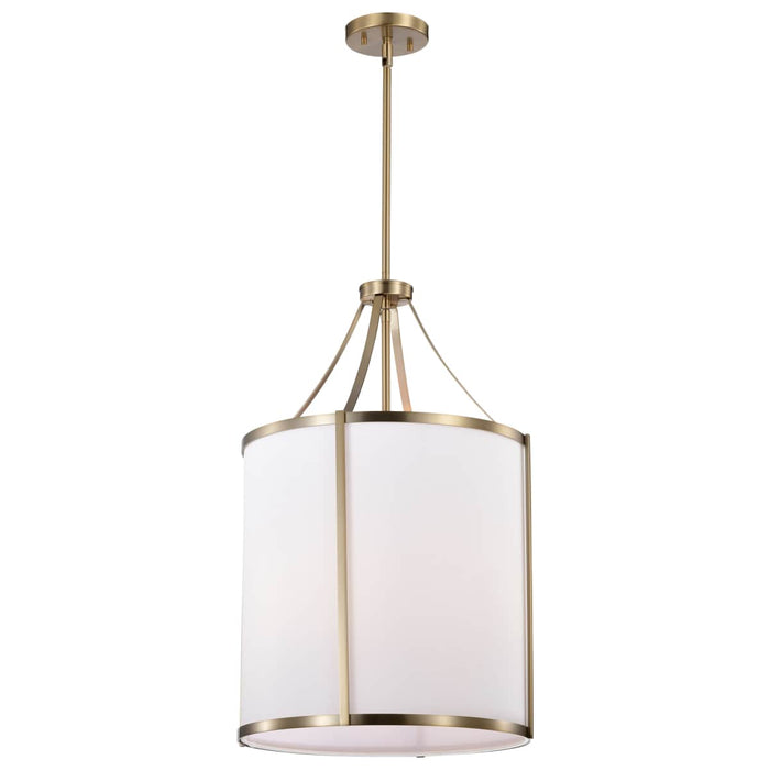 Pendant Nuvo 60-7962 Easton 3 Light Pendant - Burnished Brass Finish - White Linen Shade Nuvo