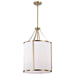 Pendant Nuvo 60-7962 Easton 3 Light Pendant - Burnished Brass Finish - White Linen Shade Nuvo