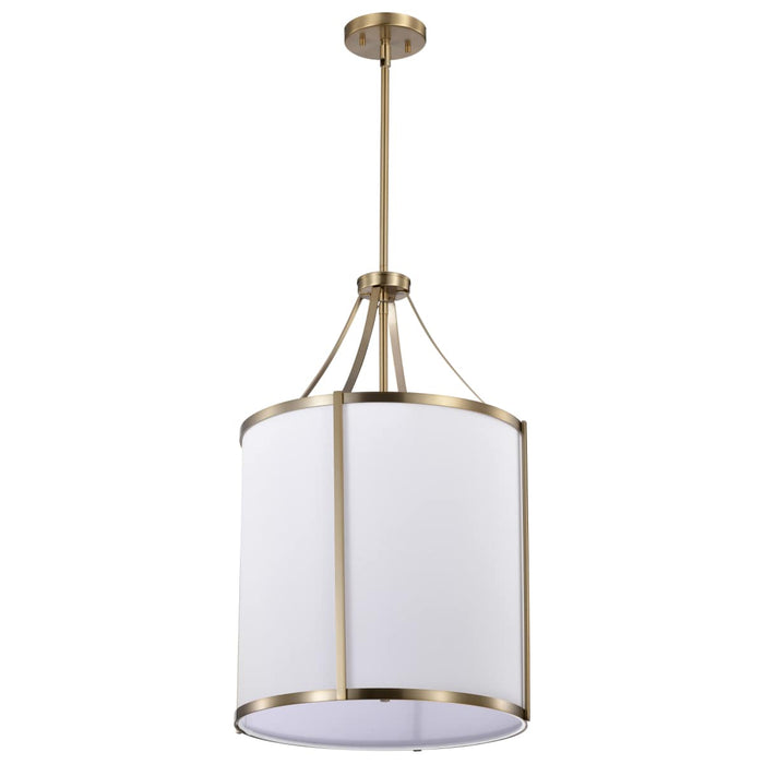 Pendant Nuvo 60-7962 Easton 3 Light Pendant - Burnished Brass Finish - White Linen Shade Nuvo