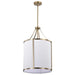 Pendant Nuvo 60-7962 Easton 3 Light Pendant - Burnished Brass Finish - White Linen Shade Nuvo